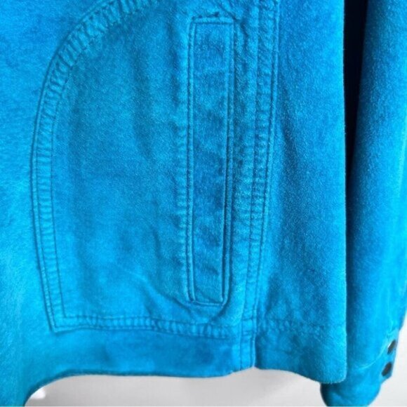 Chico’s Teal Leather Suede Jacket Size 1 Medium 100% Leather Classic Monochrome - Picture 7 of 16